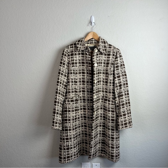 Ann Taylor Coat Plaid Jacket Collared Tweed - Picture 2 of 15